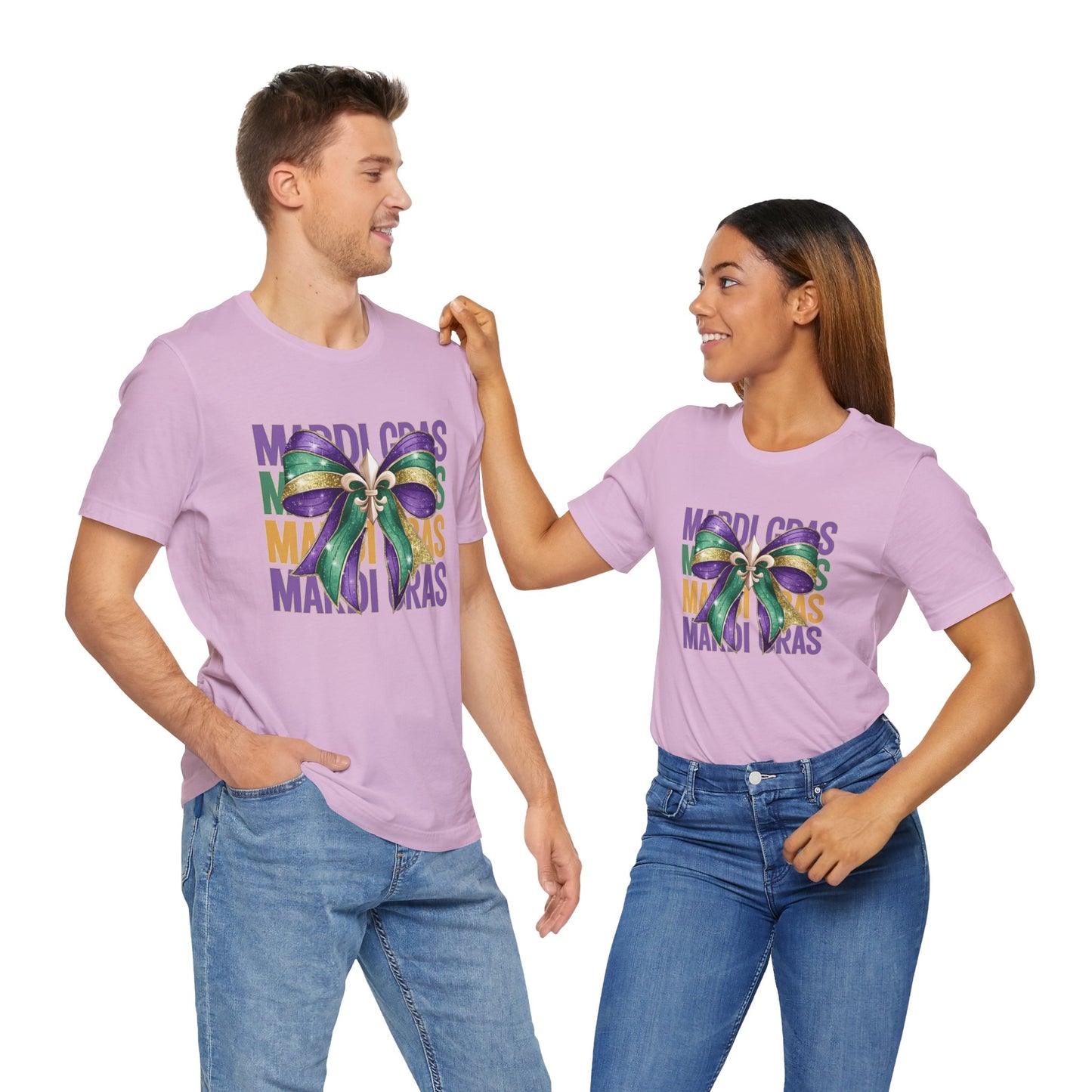 Mardi Gras Celebration Tee - Unisex Jersey Short Sleeve with Festive Bow Design