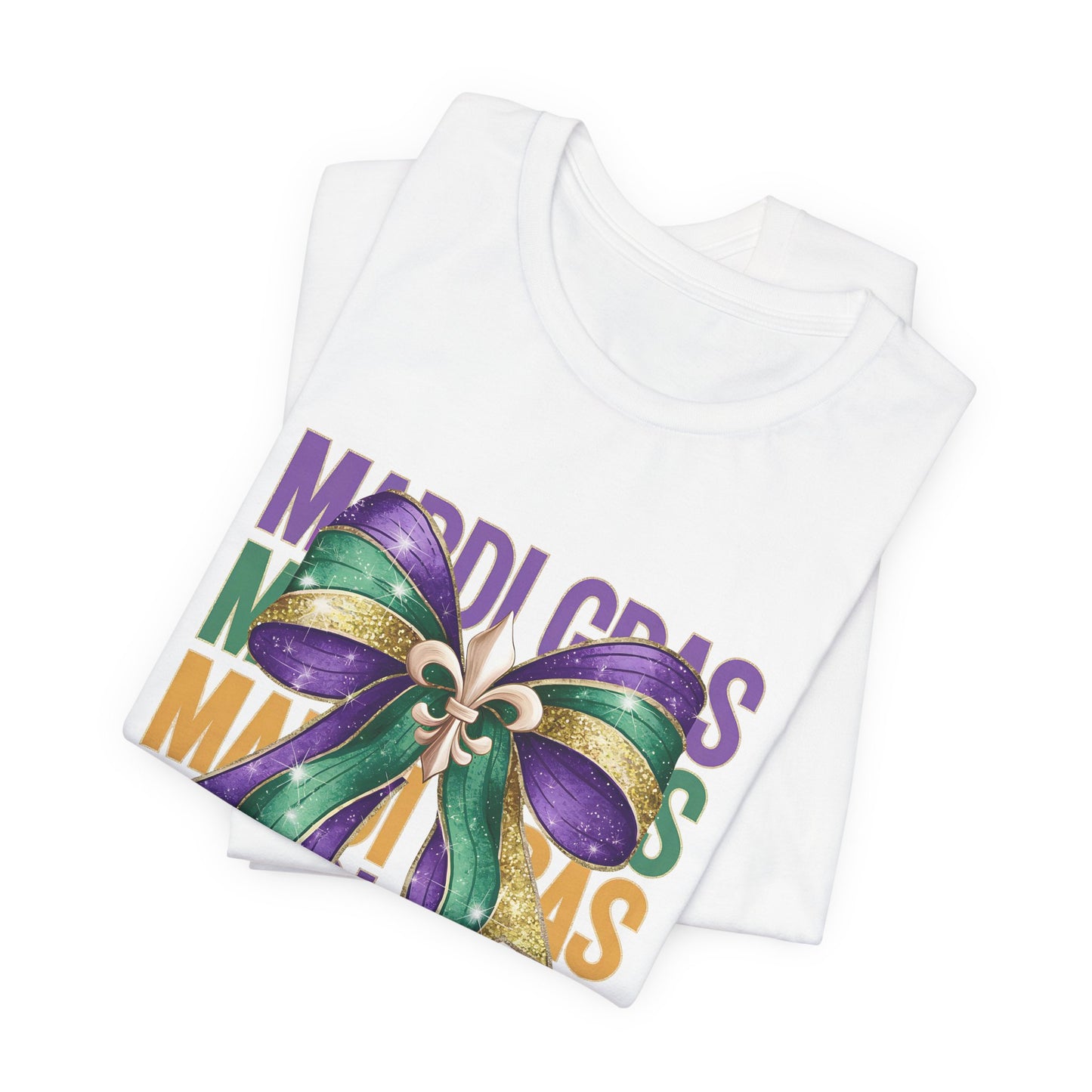 Mardi Gras Celebration Tee - Unisex Jersey Short Sleeve with Festive Bow Design