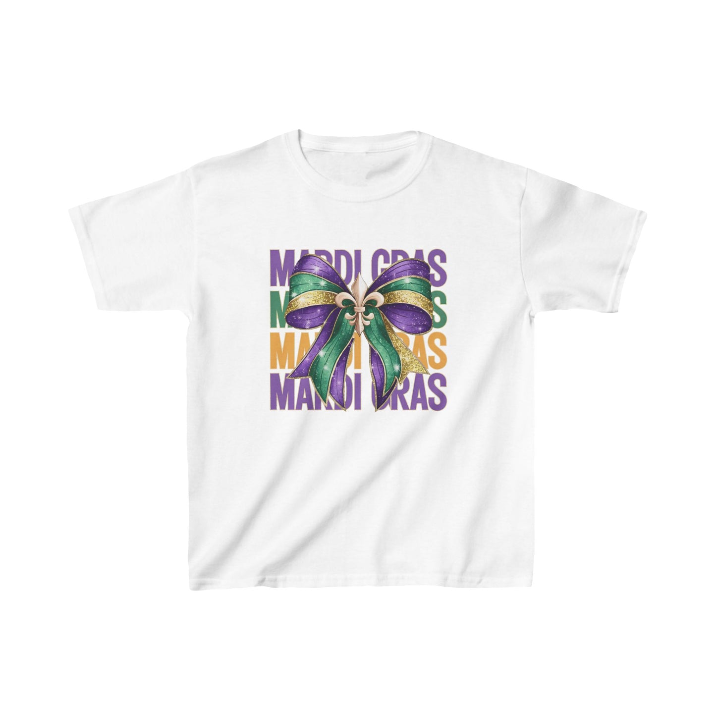 Mardi Gras Kids Tee - Colorful Bow Design for Carnival Celebrations