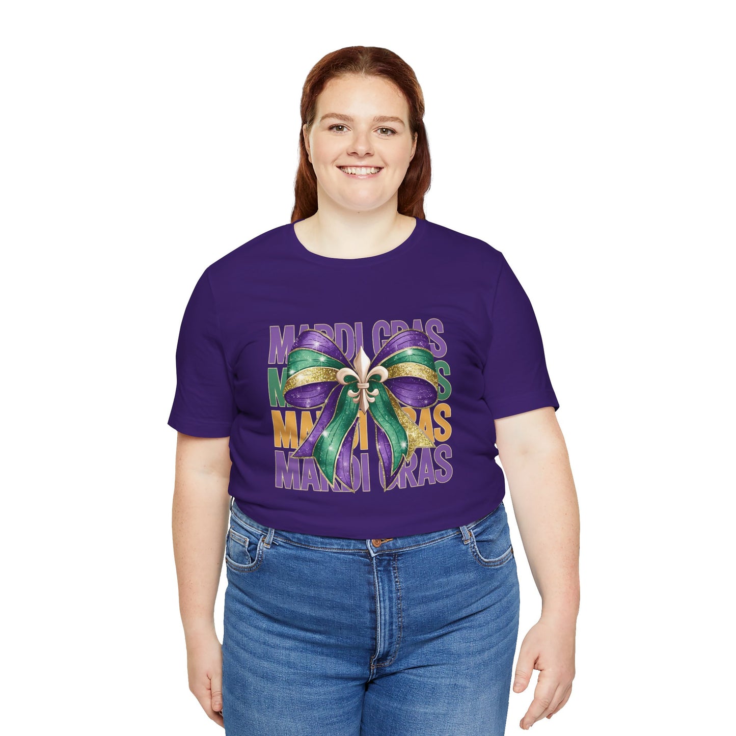 Mardi Gras Celebration Tee - Unisex Jersey Short Sleeve with Festive Bow Design