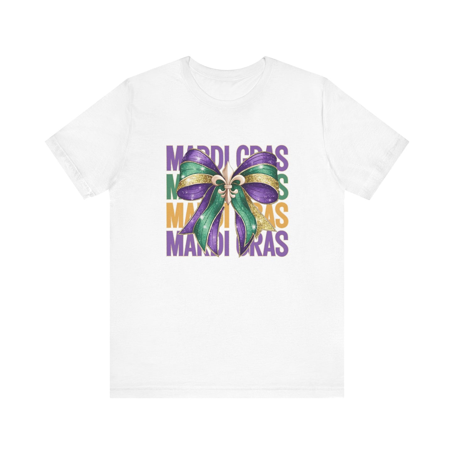 Mardi Gras Celebration Tee - Unisex Jersey Short Sleeve with Festive Bow Design