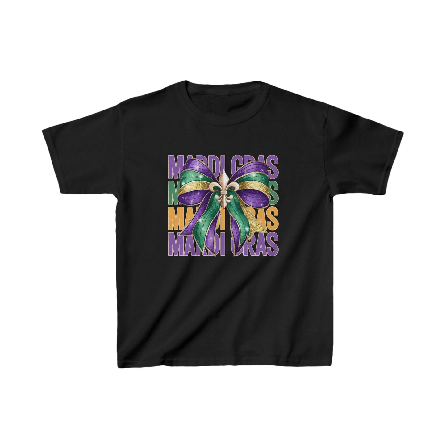 Mardi Gras Kids Tee - Colorful Bow Design for Carnival Celebrations