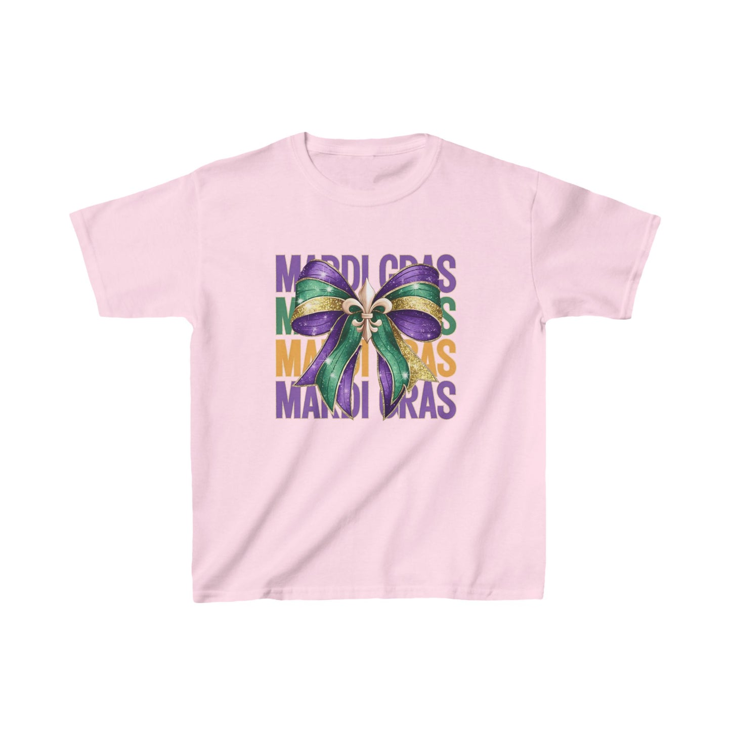 Mardi Gras Kids Tee - Colorful Bow Design for Carnival Celebrations