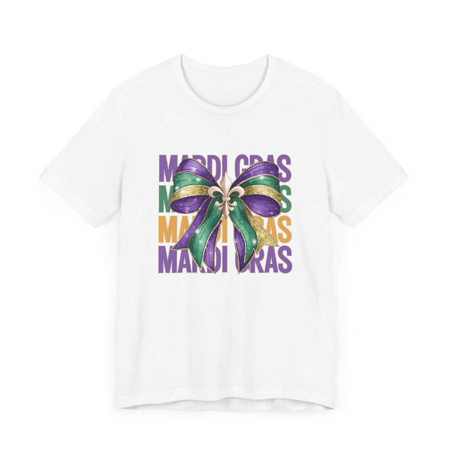 Mardi Gras Celebration Tee - Unisex Jersey Short Sleeve with Festive Bow Design